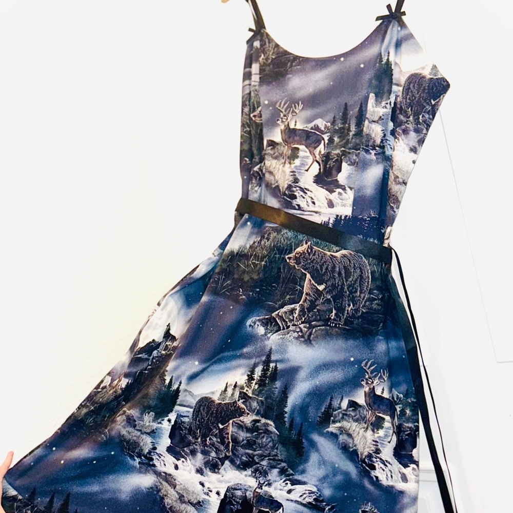 RARE Handmade Wildlife in the Mountains Animal L Dress by Paperdoll Productions